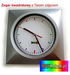 Zegar ścienny z dowolnym zdjęciem na prezent - kwadratowy